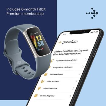 Fitbit Charge 5 Activity Tracker with 6 months Premium Membership Included, up to 7 days battery life, Graphite/Black, 810038855868/Graphite-Black