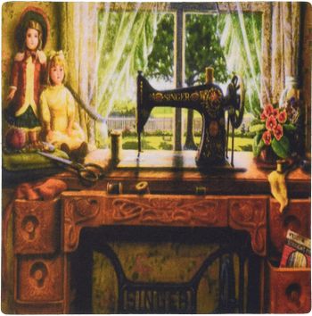 3dRose LLC 8 x 8 x 0.25 Inches Mouse Pad, Image of 1899 Singer Sewing Machine in Country Room (mp_100349_1) Multicolor