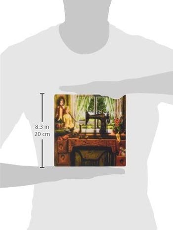 3dRose LLC 8 x 8 x 0.25 Inches Mouse Pad, Image of 1899 Singer Sewing Machine in Country Room (mp_100349_1) Multicolor