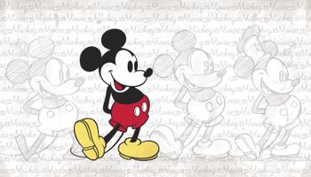 RoomMates JL1404M Mickey Mouse - Classic Mickey Water Activated Removable Wallpaper Mural - 10.5 ft. x 6 ft.