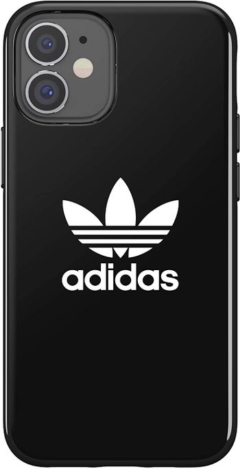 adidas SNAP Apple iPhone 12 Mini Trefoil Case - Back cover w/Trefoil Design, Scratch & Drop Protection w/TPU Bumper, Wireless Charging Compatible - Black