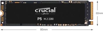 Crucial P5 1 TB CT1000P5SSD8 Internal Solid State Drive-up to 3400 MB/s (3D NAND, NVMe, PCIe, M.2, 2280SS), Black