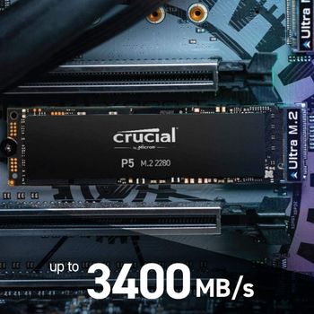 Crucial P5 1 TB CT1000P5SSD8 Internal Solid State Drive-up to 3400 MB/s (3D NAND, NVMe, PCIe, M.2, 2280SS), Black