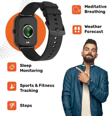 Fire-Boltt Beast Spo2 1.69” Industry'S Largest Display Size Full Touch Smart Watch With Blood Oxygen Monitoring, Heart Rate Monitor, Multiple Watch Faces & Long Battery Life Black, Bsw002, Bsw002