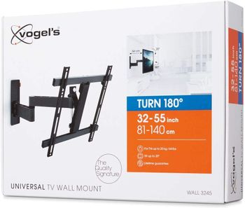 Vogel's WALL 3245 Black, TV wall mount bracket for 32 - 55 Inch TVs, Swivel and tilt 180º, Max 20 kg and up to VESA 400x400