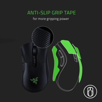 Razer DeathAdder V2 Mini with Mouse Grip Tapes Gaming Mouse, 20K DPI Optical Sensor Switch, Chroma RGB Lighting, 8 Programmable Buttons - Black - RZ01-03340100-R3M1