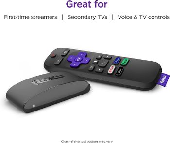 Roku Express 4K+ 2021 | Streaming Media Player HD/4K/HDR with Smooth Wireless Streaming and Roku Voice Remote with TV Controls, includes Premium HDMI Cable