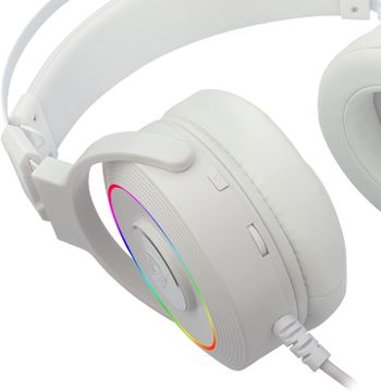 سماعة راس للالعاب من ريدراجون لاميا 2 بيضاء، USB RGB مع حامل