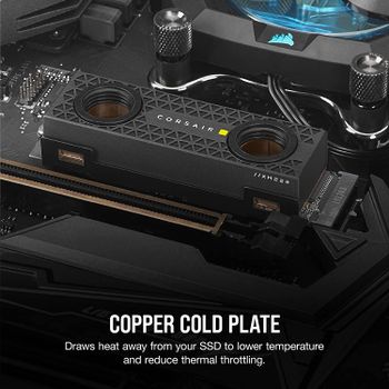 Corsair Hydro X Series XM2 M.2 SSD Water Block - Add Your M.2 SSD to a Custom Cooling Loop - Copper Cold Plate - Easy Installation