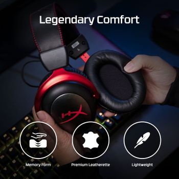 HyperX Cloud II Wireless, Black, HHSC2X-BA-RD/G, Medium /Headsets/Black