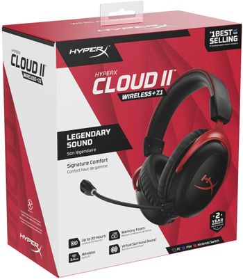 HyperX Cloud II Wireless, Black, HHSC2X-BA-RD/G, Medium /Headsets/Black