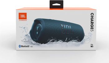 JBL Charge 5 Portable Speaker, Built-In Powerbank, Powerful JBL Pro Sound, Dual Bass Radiators, 20H of Battery, IP67 Waterproof and Dustproof, Wireless Streaming, Dual Connect - Blue, JBLCHARGE5BLU Blue