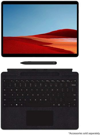 Microsoft Surface Pro X (MNY-00005) 2-in-1 Laptop Microsoft-SQ1-3GHz Processor 13 Inch 256GB SSD 8GB RAM Microsoft SQ1 Adreno 685 GPU, WiFi+4G LTE, Win10, Without S Pen and Keyboard Black