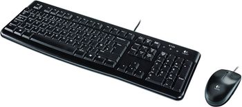 Logitech MK120 Wired Keyboard and Mouse for Windows, Optical Wired Mouse, USB Plug and Play, Full Size, PC/Laptop, English/Arabic Layout Black, 920-002546/one size/Multi color