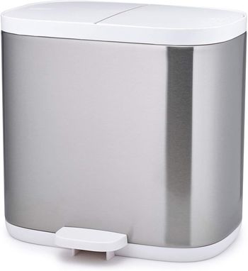 Joseph Joseph 70520 Split Steel Recycling Waste Bin 1.6 gallon/6 liter Stainless Steel - Grey, White