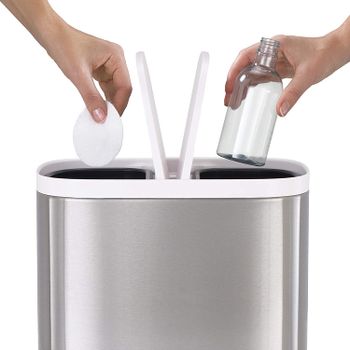 Joseph Joseph 70520 Split Steel Recycling Waste Bin 1.6 gallon/6 liter Stainless Steel - Grey, White