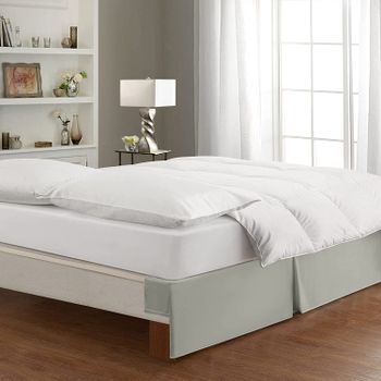 Levinsohn Never Lift Your Mattress Classic 14” Drop Length Pleated Styling King FRE24514SILV04/Soft Silver/King