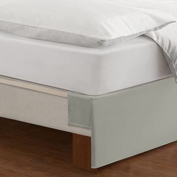 Levinsohn Never Lift Your Mattress Classic 14” Drop Length Pleated Styling King FRE24514SILV04/Soft Silver/King