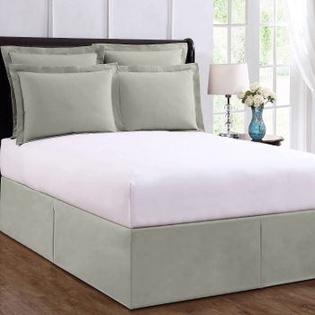 Levinsohn Never Lift Your Mattress Classic 14” Drop Length Pleated Styling King FRE24514SILV04/Soft Silver/King