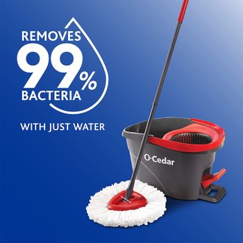 O-Cedar EasyWring Microfiber Spin Mop & Bucket Floor Cleaning System + 2 Extra Refills, Red/Gray