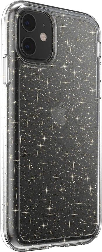 Speck iPhone 11 Case - GemShell Glitter - Clear Protective Slim Tough Cover with Dual-Layer Perimeter, Compatible with Qi Wireless Charging - Clear Glitter