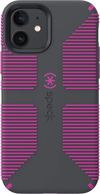 Speck Products CandyShell Pro Grip iPhone 12, iPhone 12 Pro Case, Slate Grey/It’s a Vibe Violet (137602-9230)