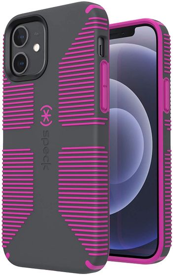 Speck Products CandyShell Pro Grip iPhone 12, iPhone 12 Pro Case, Slate Grey/It’s a Vibe Violet (137602-9230)