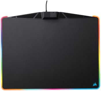 لوحة ماوس صلبة من كورسير MM800 RGB Polaris (إضاءة RGB 15 منطقة، سطح قليل الاحتكاك ذو نسيج صغير مضغوط، منفذ USB مدمج، 350 × 260 × 5 مم) - أسود