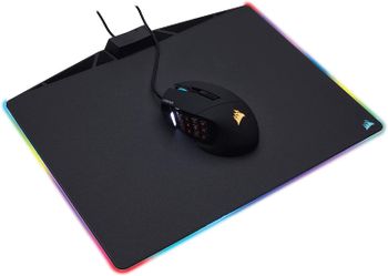 Corsair MM800 RGB Polaris Hard Surface Mousepad (15 Zone RGB Lighting, Low Friction Micro-Textured Surface, Built-In USB Pass-through Port, 350 x 260 x 5 mm) - Black