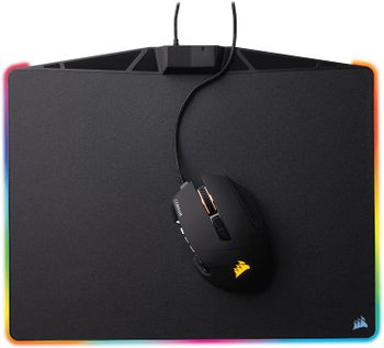 Corsair MM800 RGB Polaris Hard Surface Mousepad (15 Zone RGB Lighting, Low Friction Micro-Textured Surface, Built-In USB Pass-through Port, 350 x 260 x 5 mm) - Black