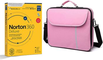 Laptop bag, Datazone shoulder bag 14.1 inch Pink with Norton N360 Deluxe 50 GB PC cloud backup AR 1 user 3+2 Device./Pink