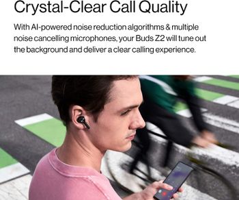 ONEPLUS Buds Z2 True Wireless Earbud Headphones-Touch Control with Charging Case,Active Noise Cancellation,IP55 Waterproof Stereo Earphones, Buds Z2-Pearl White, 5481100084, Z2WHT/Buds Z2-Pearl White