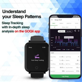 Goqii Smart Vital Plus 1.57'' Full Touch Hd Display With Spo2, Body Temperature, Blood Pressure, Heart Rate, Women Care And 3 Months Personal Coaching (Black), Regular