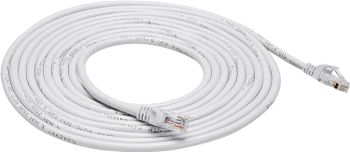 كابل شبكة الإنترنت من  Basics Snagless Rj45 Cat-6 Ethernet Patch - 15 قدم، باللون الأبيض، عبوة من 5 قطع