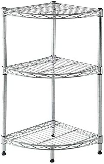 Cameltough - Corner Wire Rack 3 Shelf Chrome - 35 x 70 x 35 cm - HTC-WR610 35 x 70 x 35 cm silver