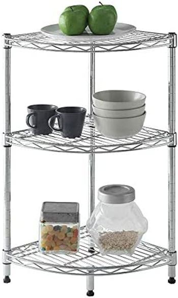 Cameltough - Corner Wire Rack 3 Shelf Chrome - 35 x 70 x 35 cm - HTC-WR610 35 x 70 x 35 cm silver