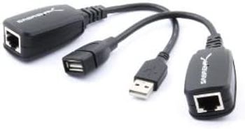 كابل تمديد USB من Sabrent USB-RJXT أكثر من محول موسع Cat5e RJ45 أسود