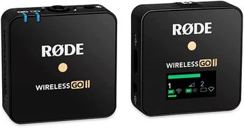 نظام ميكروفون لاسلكي مزدوج القناة فائق الصغر RØDE Wireless GO II مع ميكروفون مدمج وتسجيل داخلي لمقابلات صناعة الأفلام وإنشاء المحتوى - أسود