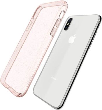 Spigen Liquid Crystal Glitter designed for iPhone X case and iPhone XS case cover Rose Quartz