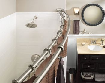 Moen Dn2141Bn 60-Inch Adjustable Stainless Steel Double Curved Shower Rod, Brushed Nickel