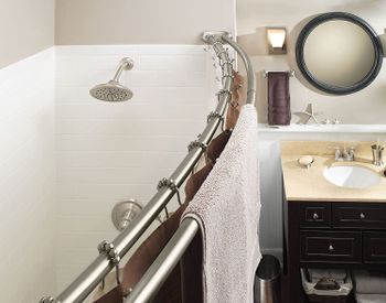 Moen Dn2141Bn 60-Inch Adjustable Stainless Steel Double Curved Shower Rod, Brushed Nickel