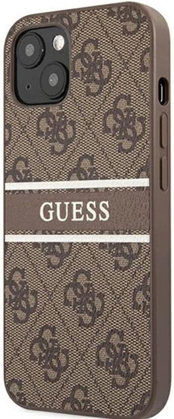 Guess 4G Pu Leather Case With Printed Stripe For Iphone 13 Mini (5.4") Brown