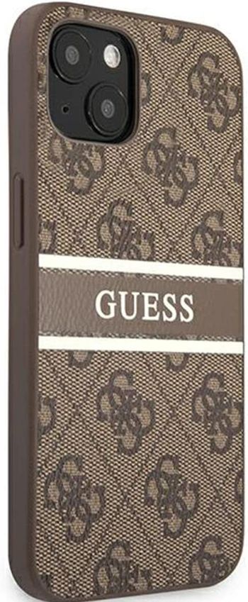 Guess 4G Pu Leather Case With Printed Stripe For Iphone 13 Mini (5.4") Brown