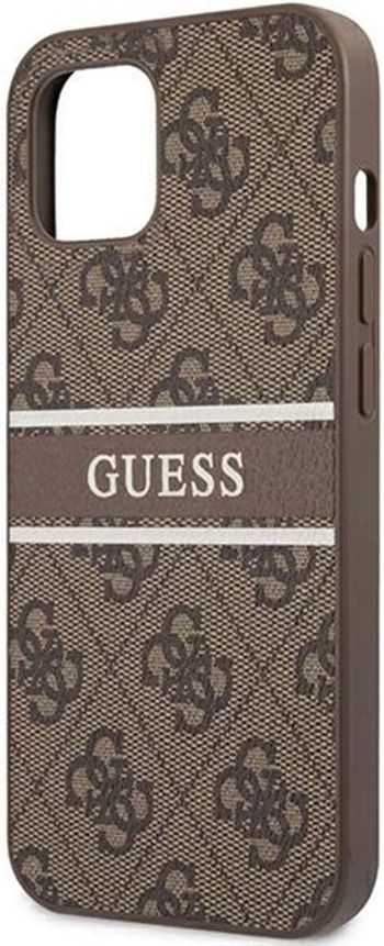 Guess 4G Pu Leather Case With Printed Stripe For Iphone 13 Mini (5.4") Brown