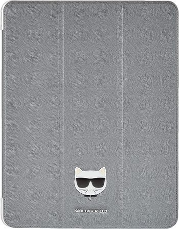 Karl Lagerfeld Pu Saffiano Choupette Head Folio Case For Ipad 12.9" - Silver