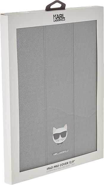 Karl Lagerfeld Pu Saffiano Choupette Head Folio Case For Ipad 12.9" - Silver