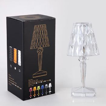 Acceptable 10" LED Acrylic Crystal Table lamp, Modern Style Diamond lamp, 3-Way Color Mode dimmable, Nightstand Decorative Lamp for Bedroom, Living Room