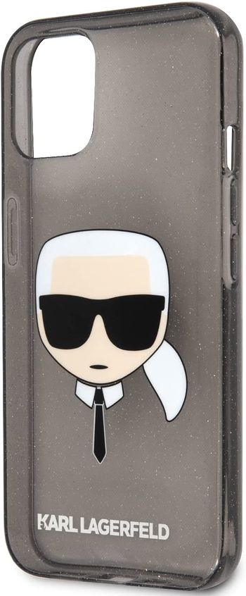 CG MOBILE Karl Lagerfeld TPU Full Glitter Karl Head Case Compatible with iPhone 13 Durable, Shockproof, Bumper Protection, Anti-Scratch - Black