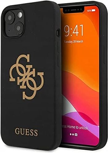 Guess Liquid Silicone Case Big 4G With Logo Print For Iphone 13 (6.1") - Black