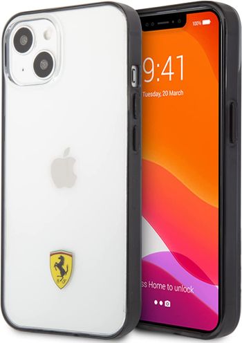 Ferrari Transparent Case Print Logo Logo For iPhone 13 Mini (5.4") - Black